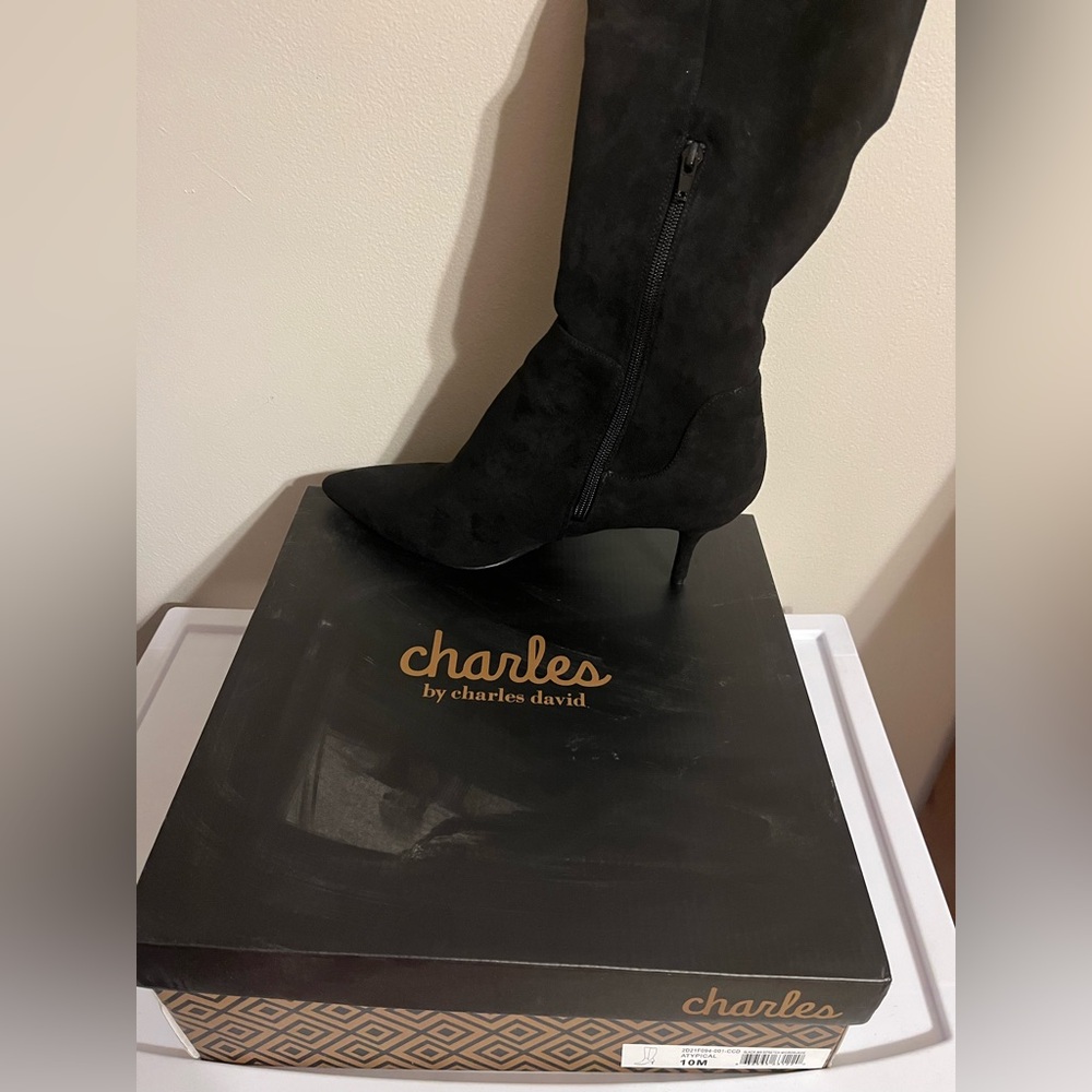 Charles David Black Heeled Boots